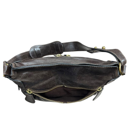 CHLOÉ Leather Bay Bag Shoulder Bag Dark Brown Gold Hardware ch2241