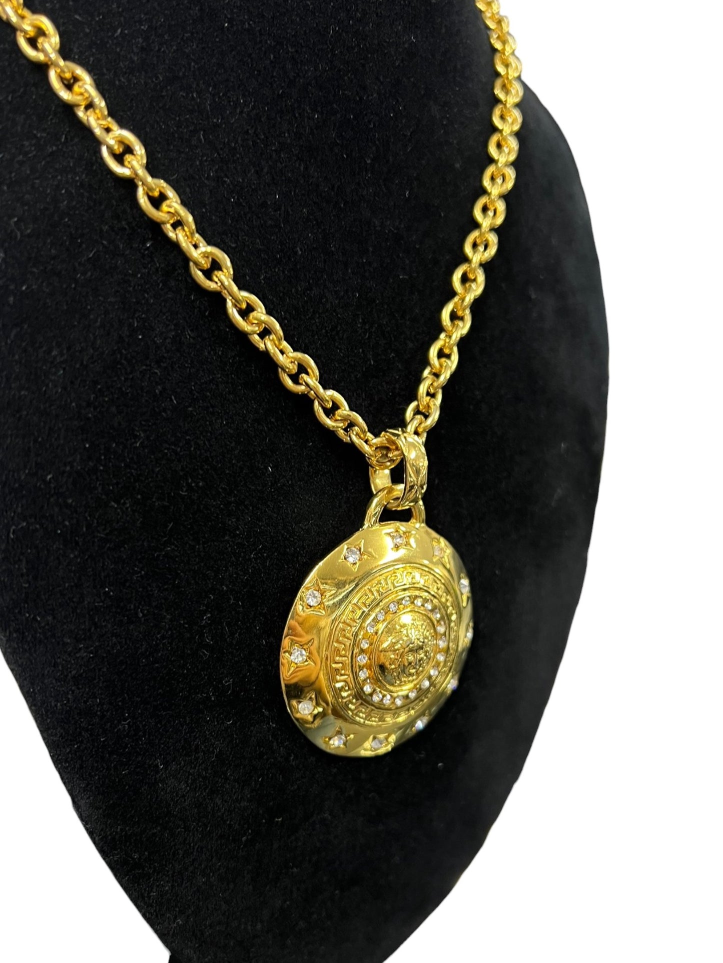 VERSACE Gold-tone Metal Medusa Medallion Necklace Gold Gold Hardware je75