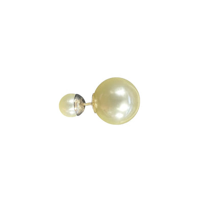 CHRISTIAN DIOR Faux Pearl Tribales Earrings White Gold Hardware NJ111