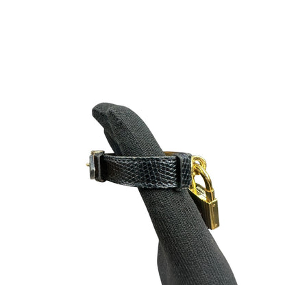 HERMES Lizard Kelly Watch Black Gold Hardware NJ106