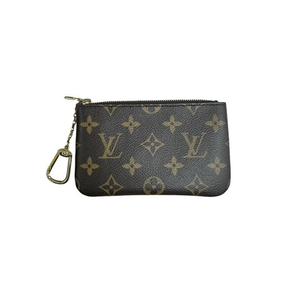 LOUIS VUITTON Monogram Pochette Cles Pouch Brown Gold Hardware NJ101