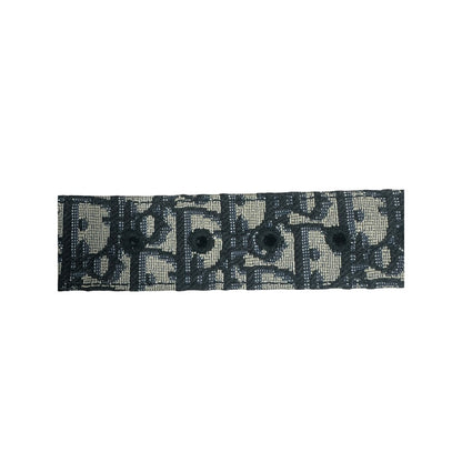 CHRISTIAN DIOR Oblique 30 Montaigne Belt Navy Silver Hardware NJ100