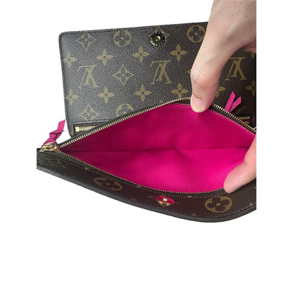 LOUIS VUITTON Monogram Pochette Weekend Chain Wallet Brown Gold Hardware NJ98