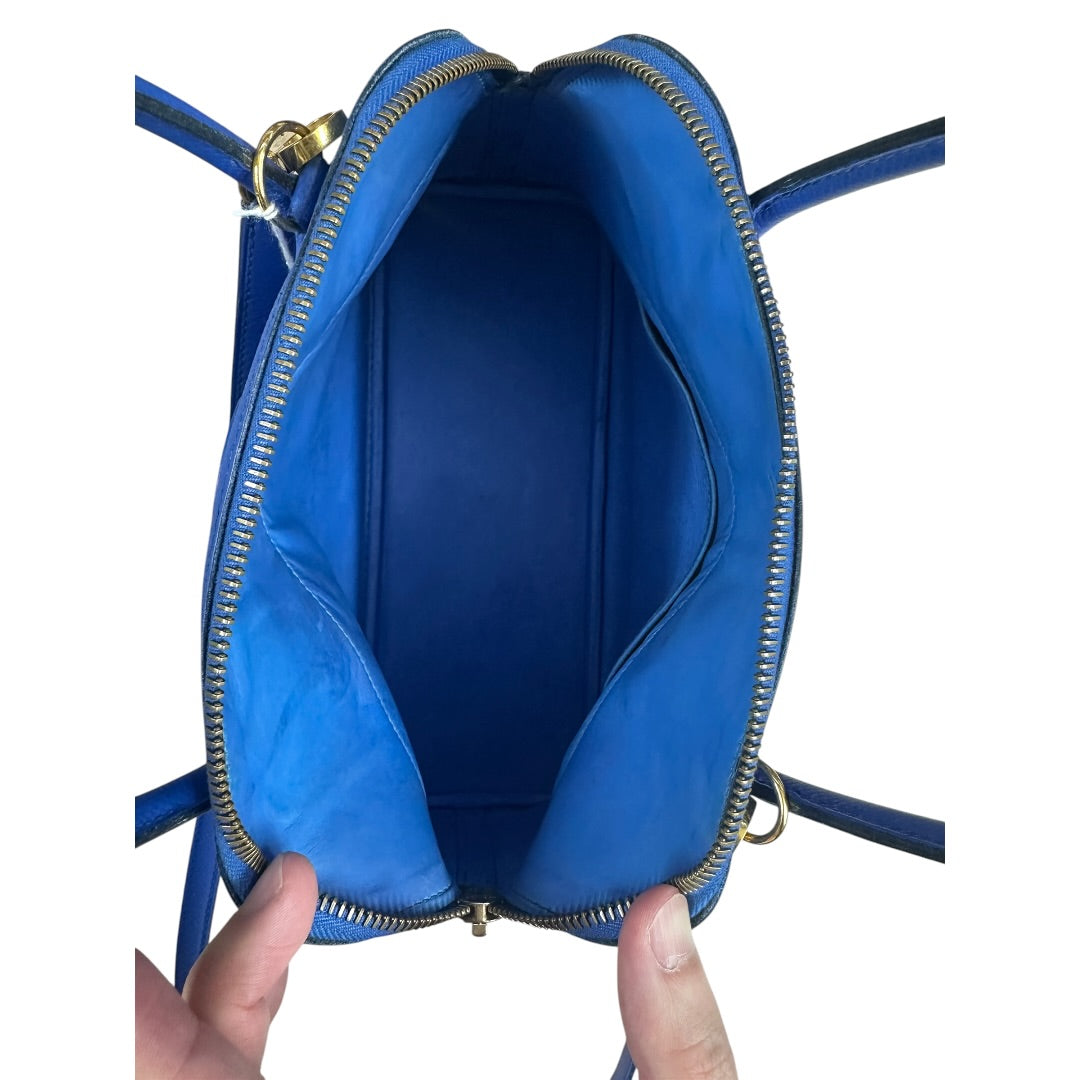 HERMES Courchevel Bolide Handbag Blue Gold Hardware HE485