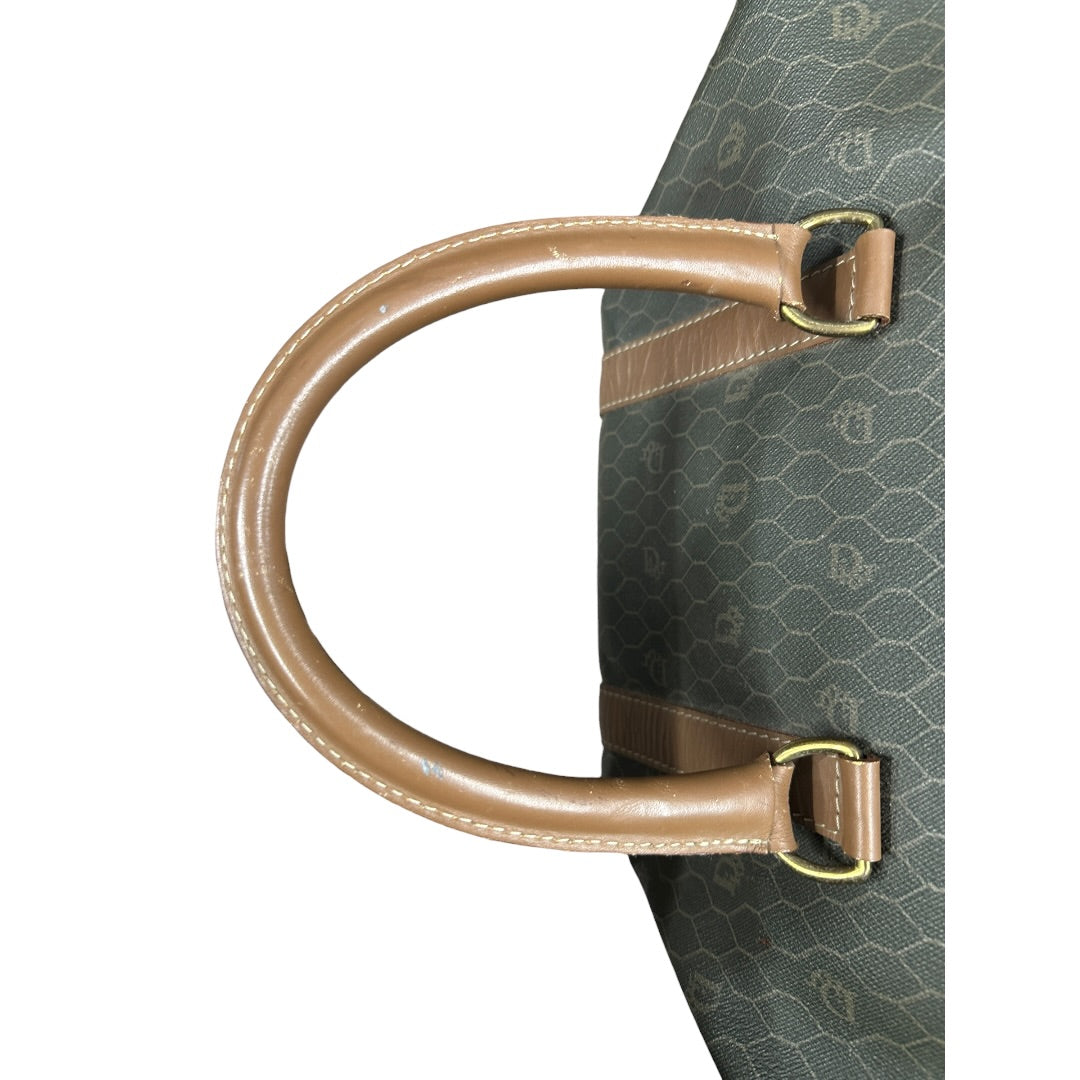CHRISTIAN DIOR Honeycomb Boston Bag Khaki Gold Hardware Ch2244