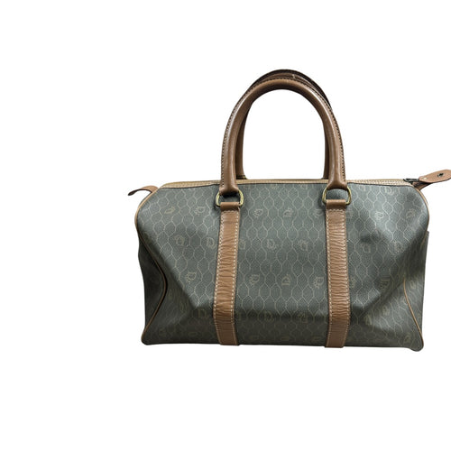 CHRISTIAN DIOR Honeycomb Boston Bag Khaki Gold Hardware Ch2244