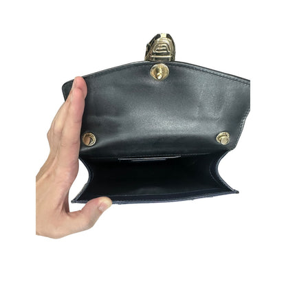 BVLGARI Metallic Calfskin Serpenti Forever Shoulder Bag Blue Light Gold Hardware BV66