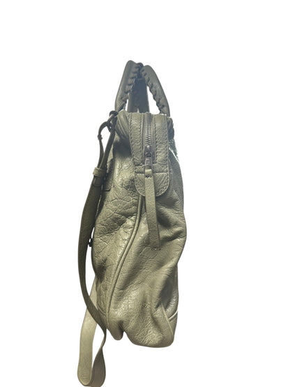 BALENCIAGA Lambskin City 2Way Shoulder Bag Light Gray Silver Hardware BA47