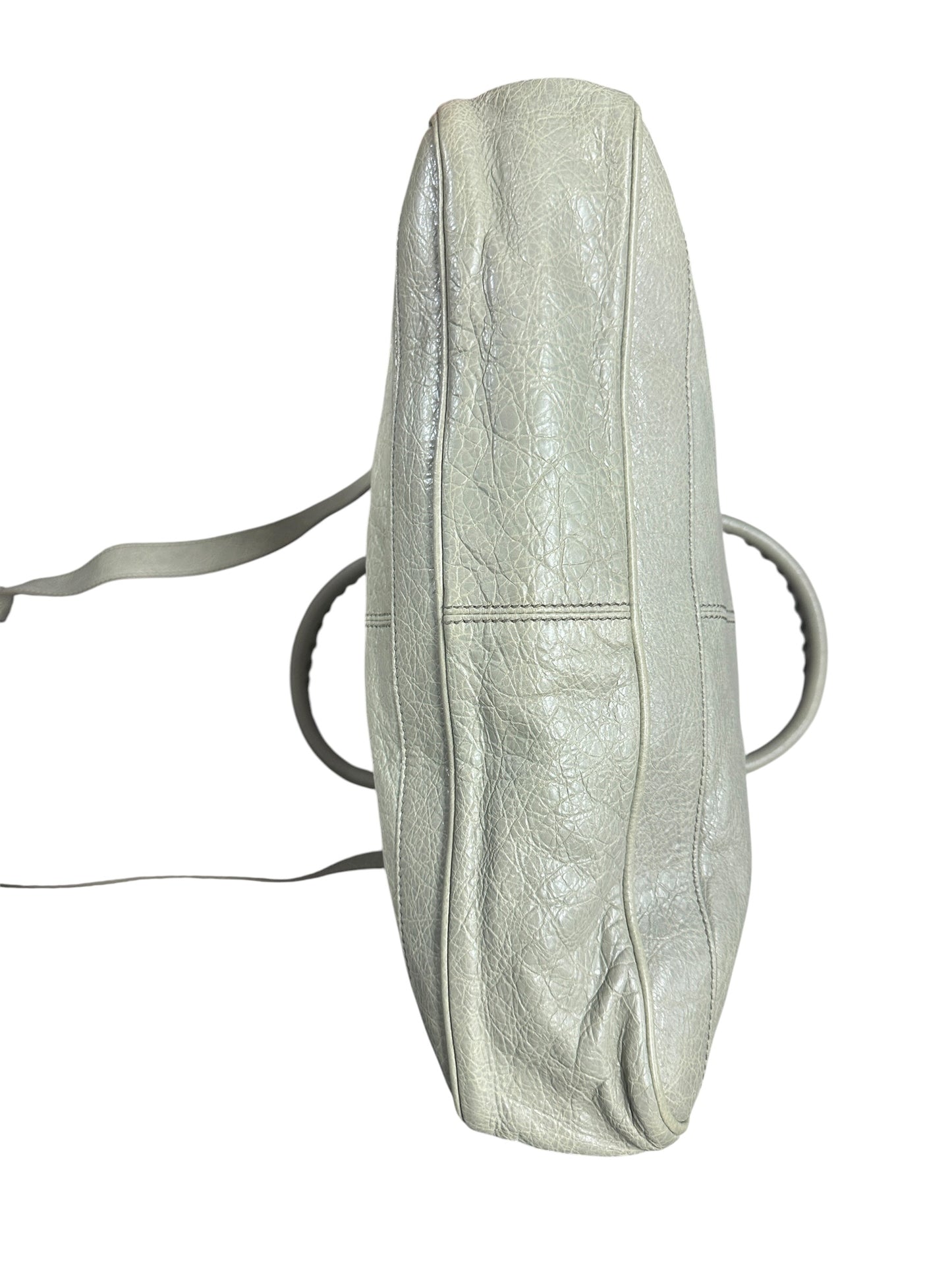 BALENCIAGA Lambskin City 2Way Shoulder Bag Light Gray Silver Hardware BA47