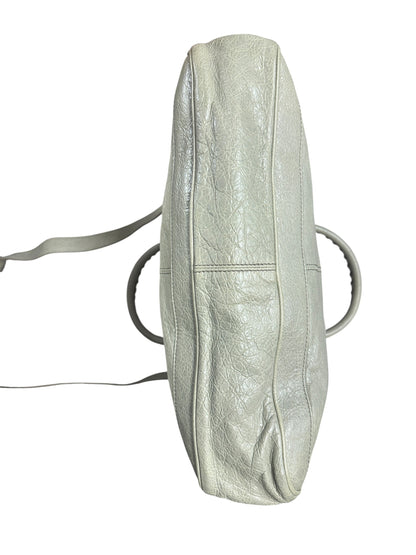 BALENCIAGA Lambskin City 2Way Shoulder Bag Light Gray Silver Hardware BA47