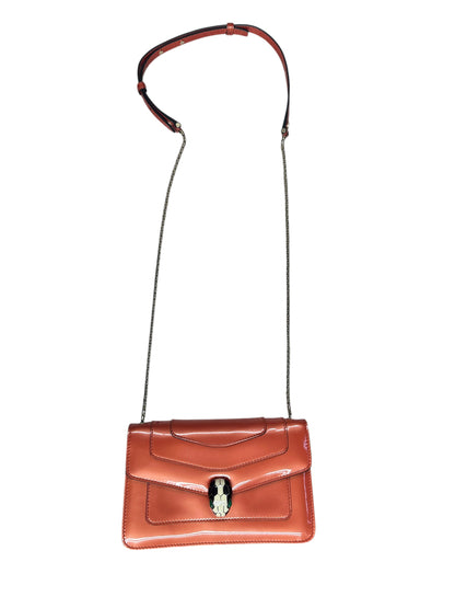 BVLGARI Leather Serpenti Forever Shoulder Bag Coral Orange Light Gold Hardware BV67