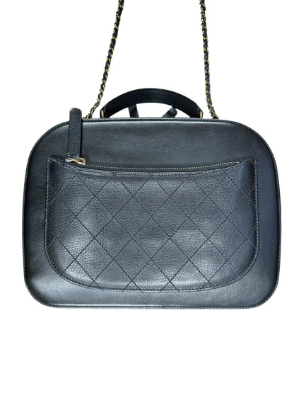 CHANEL Calfskin Matelasse 24 Vanity Bag Black Gold Hardware CH2247