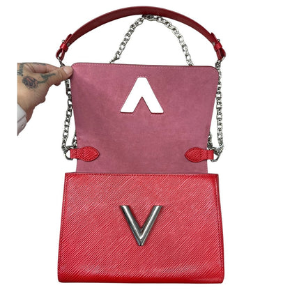 LOUIS VUITTON Epi Leather Twist Shoulder Bag Red Silver Hardware NJ161