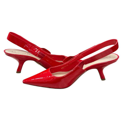 DIOR Patent Leather J'Adior Slingback Pump Red Gold Hardware NJ156