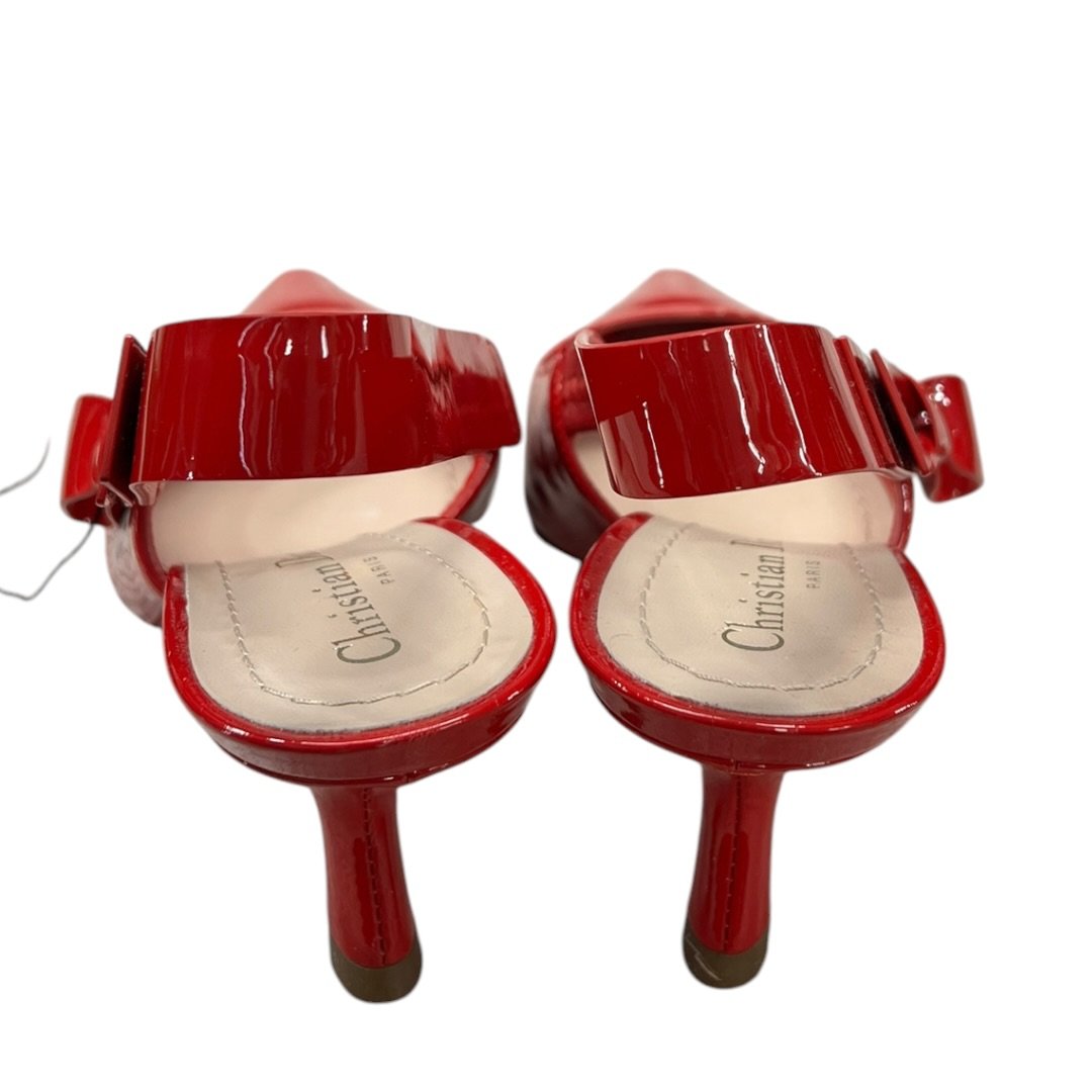 DIOR Patent Leather J'Adior Slingback Pump Red Gold Hardware NJ156