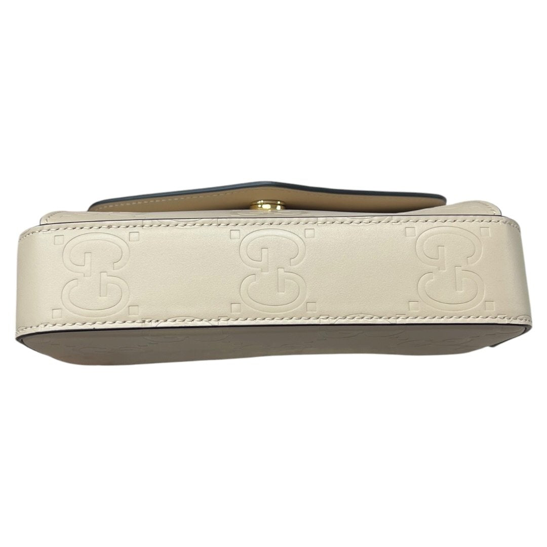 GUCCI Leather GG Matelassé Mini Bag Shoulder Bag Beige Gold Hardware NJ159
