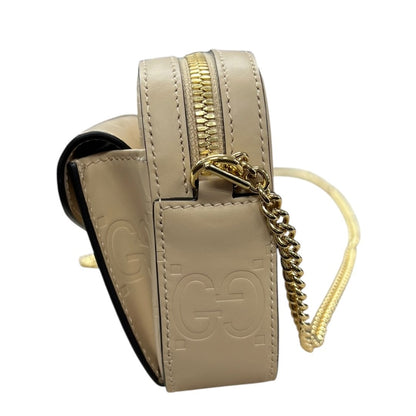 GUCCI Leather GG Matelassé Mini Bag Shoulder Bag Beige Gold Hardware NJ159