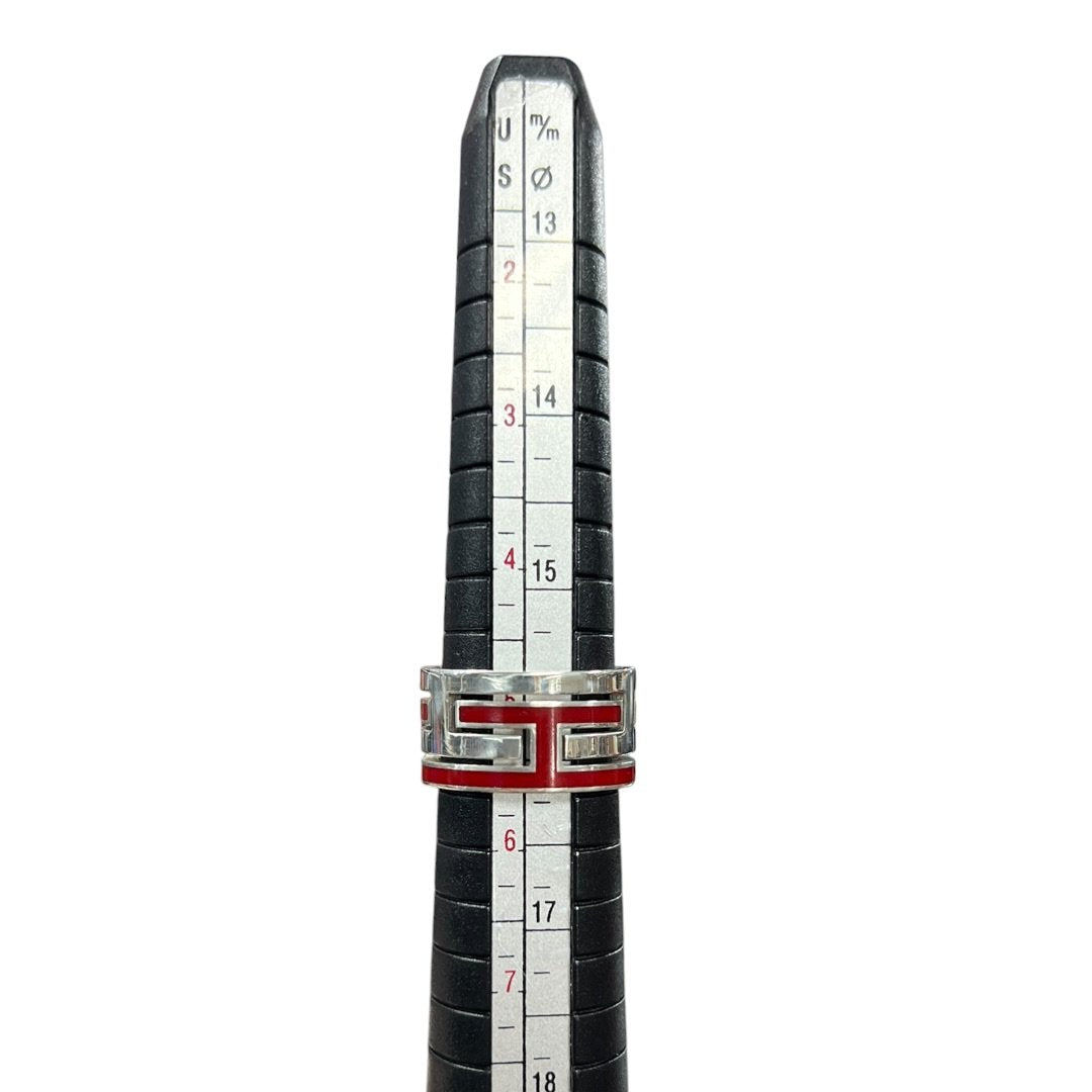 HERMES Silver, Enamel Eperon d'Or Silver, Red Silver Hardware NJ160