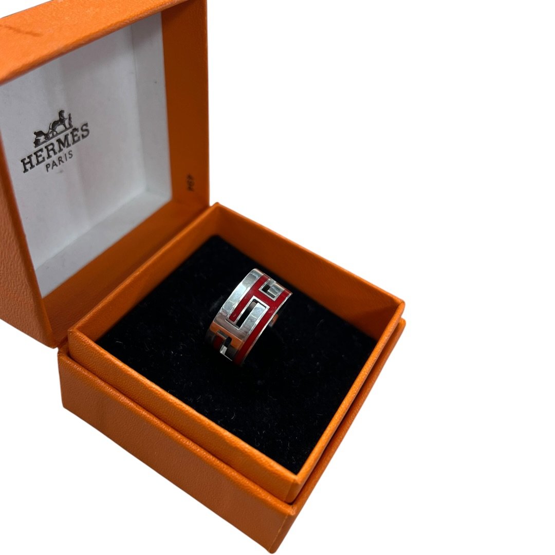HERMES Silver, Enamel Eperon d'Or Silver, Red Silver Hardware NJ160