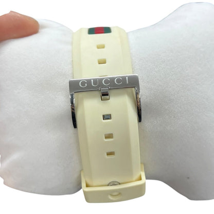 GUCCI Rubber/Steel Sync Watch White, Silver, Red, Green Silver Hardware NJ158