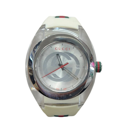 GUCCI Rubber/Steel Sync Watch White, Silver, Red, Green Silver Hardware NJ158