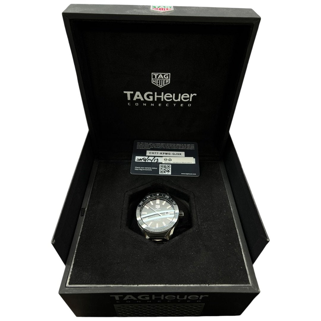TAG HEUER Titanium/Steel Connected Modular 45 & Carrera Calibre 5 Set Silver, Black Silver Hardware NJ134