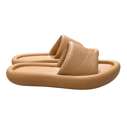 STELLA MCCARTNEY Vegan Leather Logo Puffy Platform Slides Beige NJ141