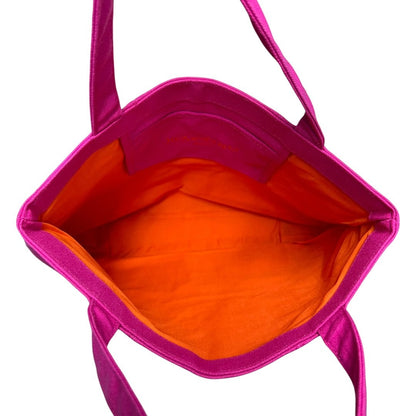 SAINT LAURENT Canvas Beaute Tote Tote Bag Pink/Orange NJ143