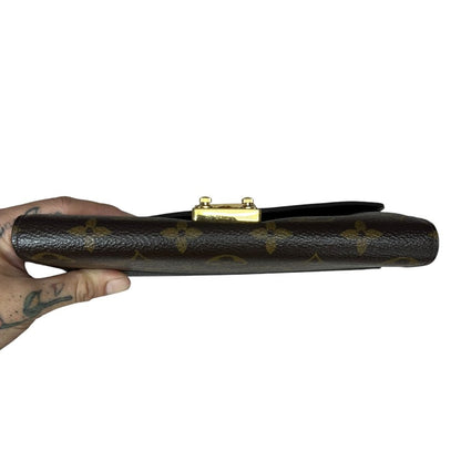 LOUIS VUITTON Monogram Pallas Wallet Wallet Brown, Black Gold Hardware NJ151