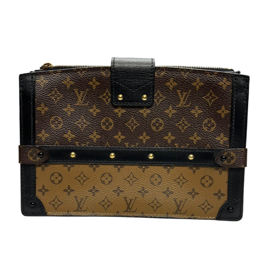 LOUIS VUITTON Monogram Canvas Soft Trunk Wallet Shoulder Bag Brown, Black Gold Hardware NJ131