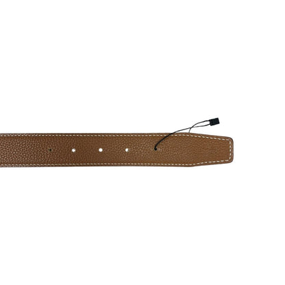 HERMES Box Calf / Togo H Belt Belt Black, Gold (Brown) Gold Hardware NJ147