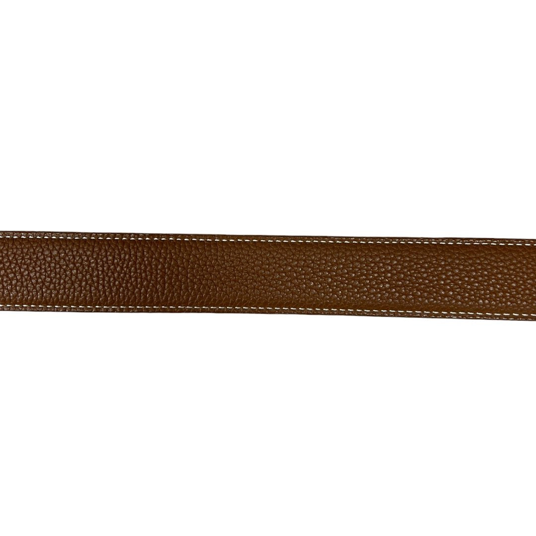 HERMES Box Calf / Togo H Belt Belt Black, Gold (Brown) Gold Hardware NJ147