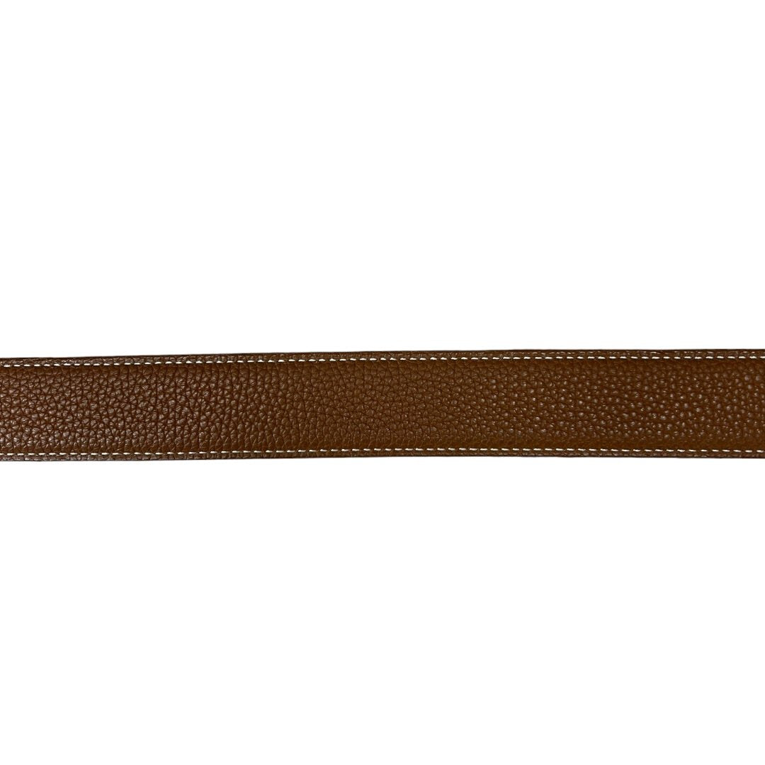 HERMES Box Calf / Togo H Belt Belt Black, Gold (Brown) Gold Hardware NJ147