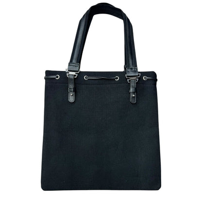 YVES SAINT LAURENT Textile YSL Logo Tote Bag Tote Black Silver-tone Hardware NJ136