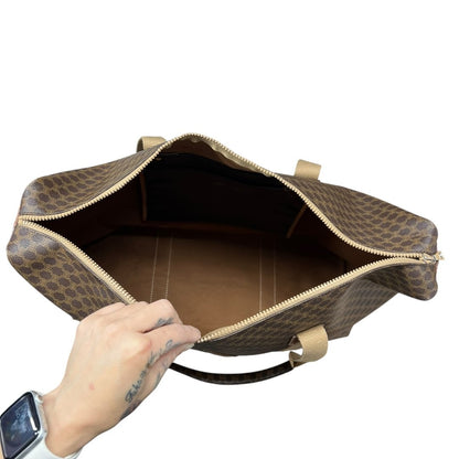 CELINE Macadam Canvas Macadam Tote Bag Tote Brown, Beige Gold-tone Hardware NJ119
