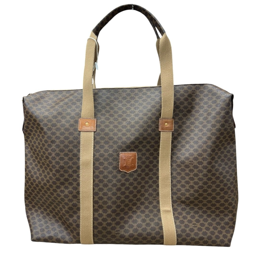 CELINE Macadam Canvas Macadam Tote Bag Tote Brown, Beige Gold-tone Hardware NJ119