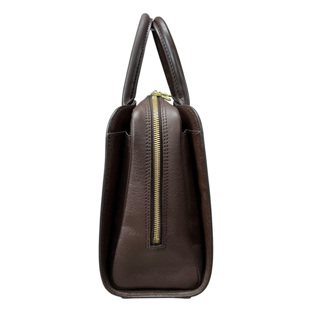 LOUIS VUITTON Damier Ebene Canvas Westminster Handbag Brown Gold Hardware NJ116