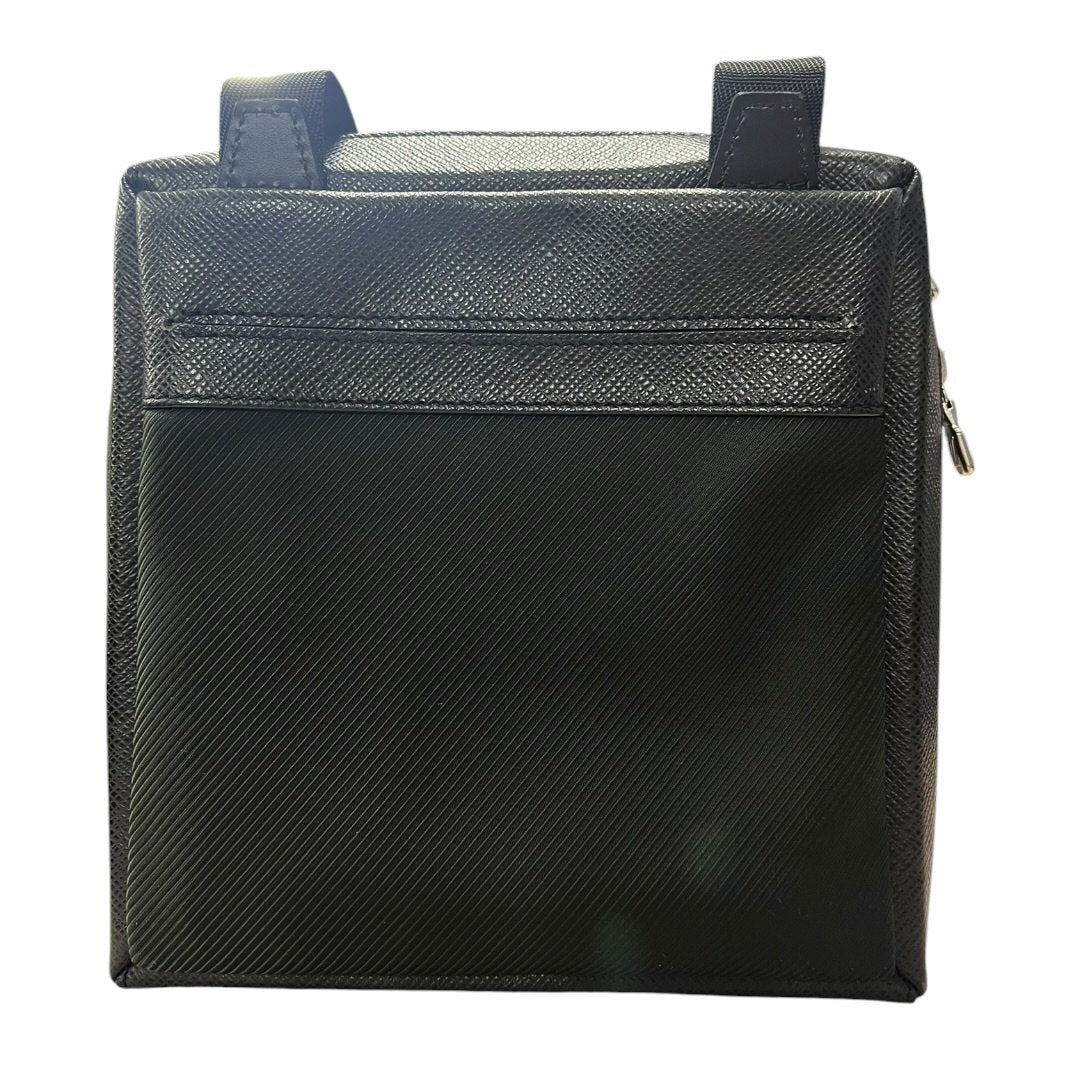 LOUIS VUITTON Grained Leather and Textile Compact Messenger Bag Shoulder Bag Black Silver Hardware NJ121