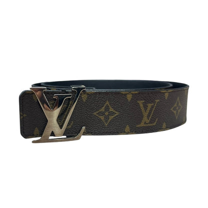 LOUIS VUITTON Monogram LV Initiales 40mm Belt Belt Brown / Black Silver Hardware NJ144