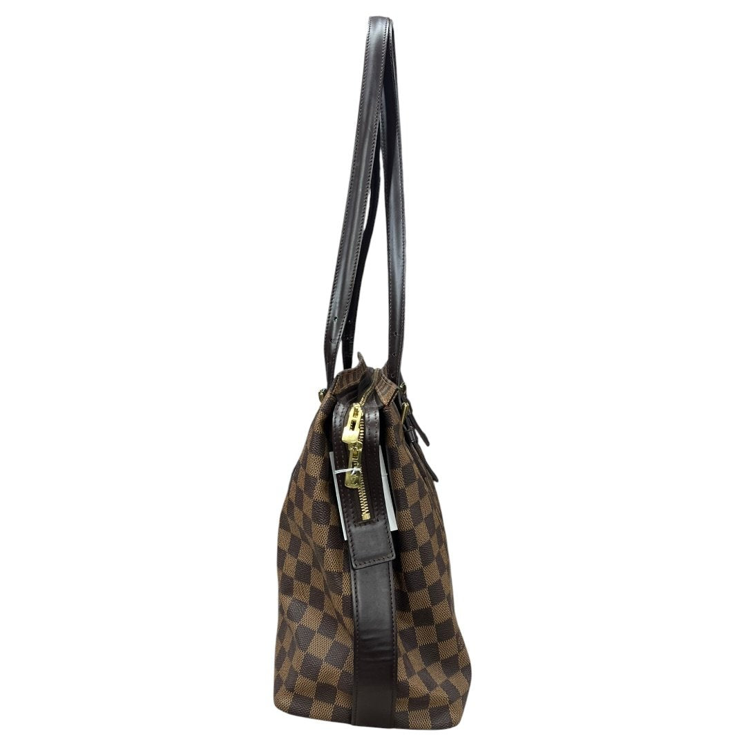 LOUIS VUITTON Damier Ebene Saleya MM Tote Bag Brown, Dark Brown, Orange Gold Hardware NJ122