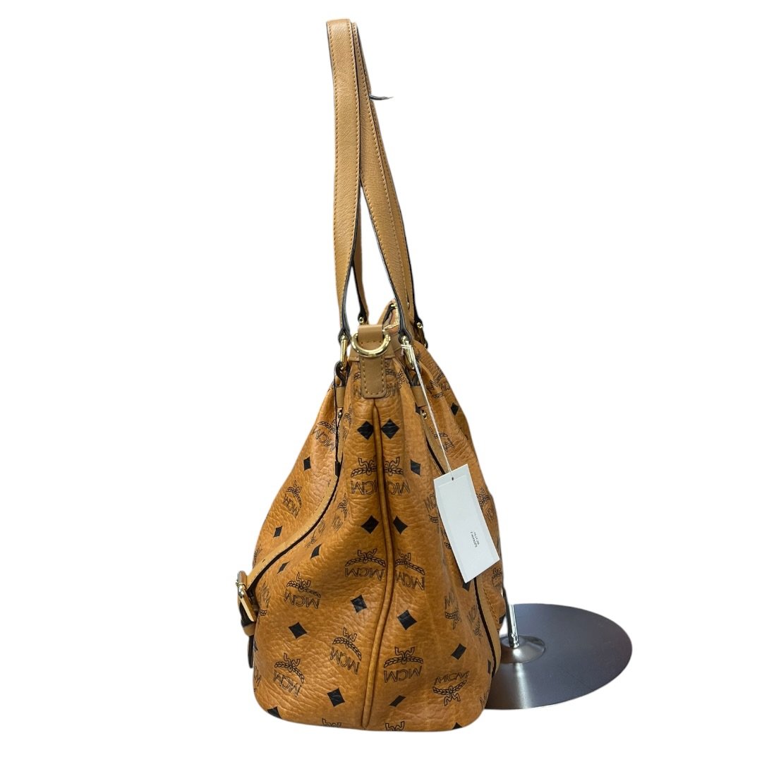 MCM Visetos Visetos Shopper Tote Tote Bag Cognac Gold Hardware NJ128