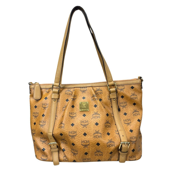 MCM Visetos Visetos Shopper Tote Tote Bag Cognac Gold Hardware NJ128