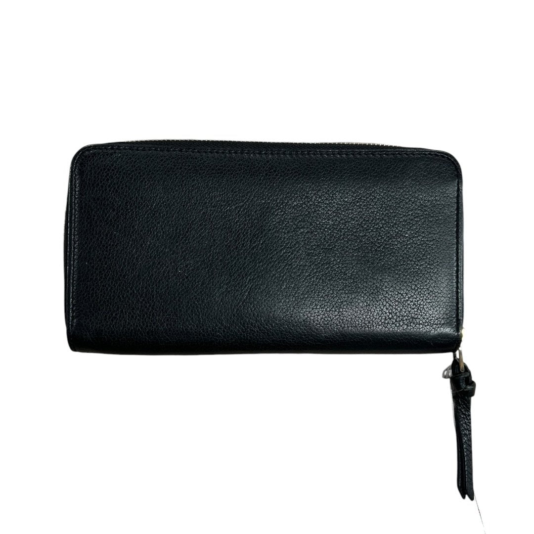 LOUIS VUITTON Grained Leather Zippy Organizer Wallet Black Silver Hardware LO2381