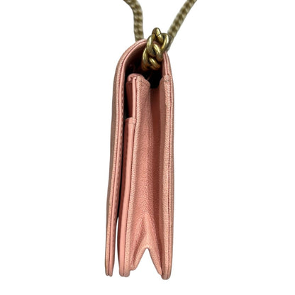 CHANEL Grained Calfskin Boy Wallet on Chain (WOC) Wallet on Chain Pink Gold Hardware CH2252