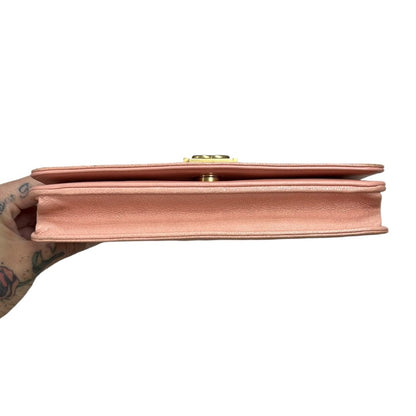 CHANEL Grained Calfskin Boy Wallet on Chain (WOC) Wallet on Chain Pink Gold Hardware CH2252