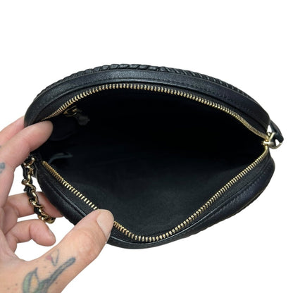 CHANEL Lambskin Round Camera Bag Shoulder Bag Black Gold Hardware CH2255