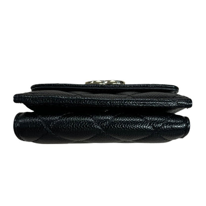 CHANEL Caviar Leather Classic Small Flap Wallet Wallet Black Gold Hardware CH2253