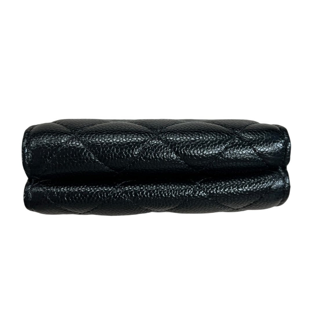 CHANEL Caviar Leather Classic Small Flap Wallet Wallet Black Gold Hardware CH2253