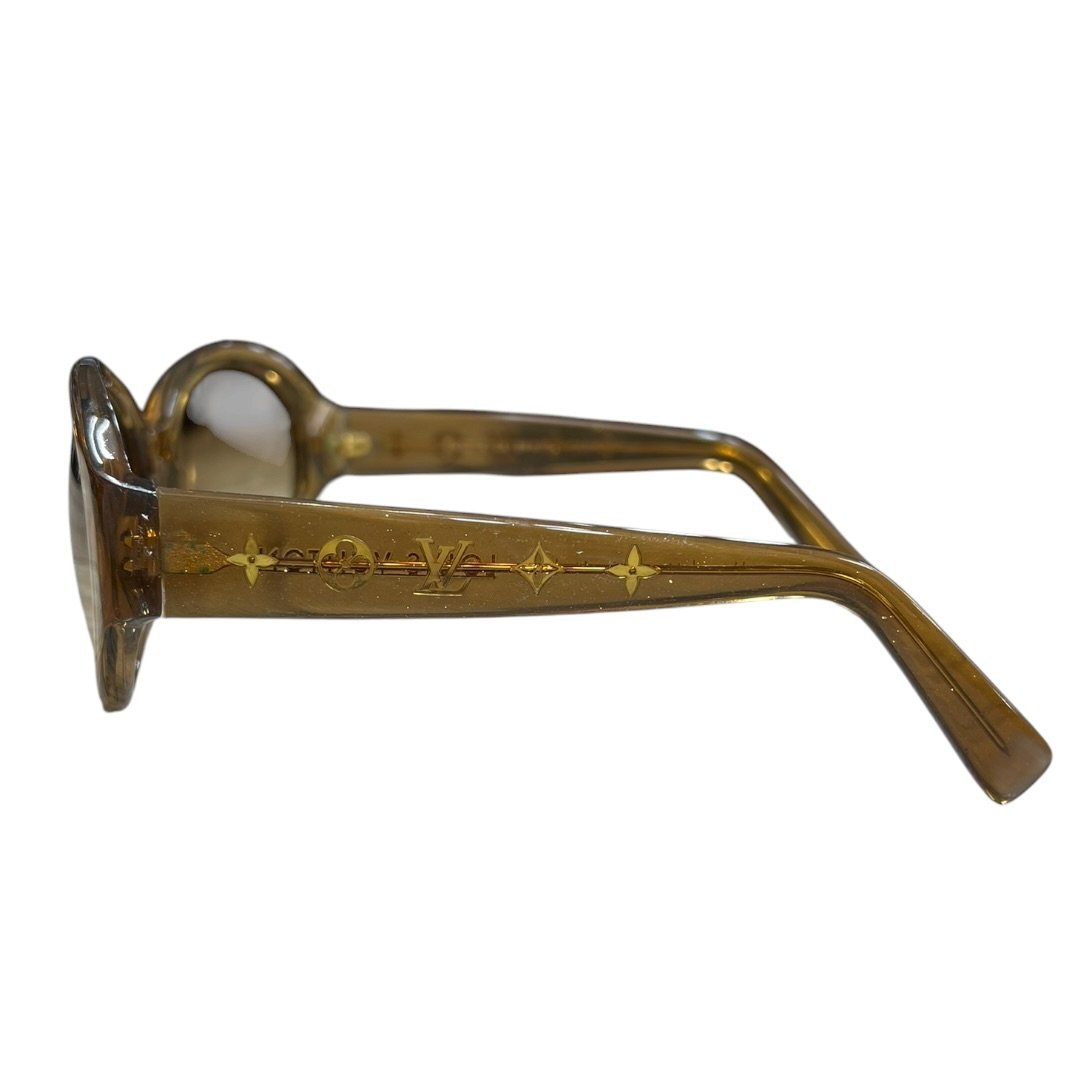 LOUIS VUITTON Acetate Monogram Glitter Sunglasses Brown Gold-tone TK64