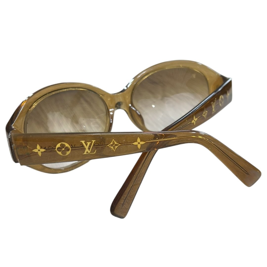 LOUIS VUITTON Acetate Monogram Glitter Sunglasses Brown Gold-tone TK64